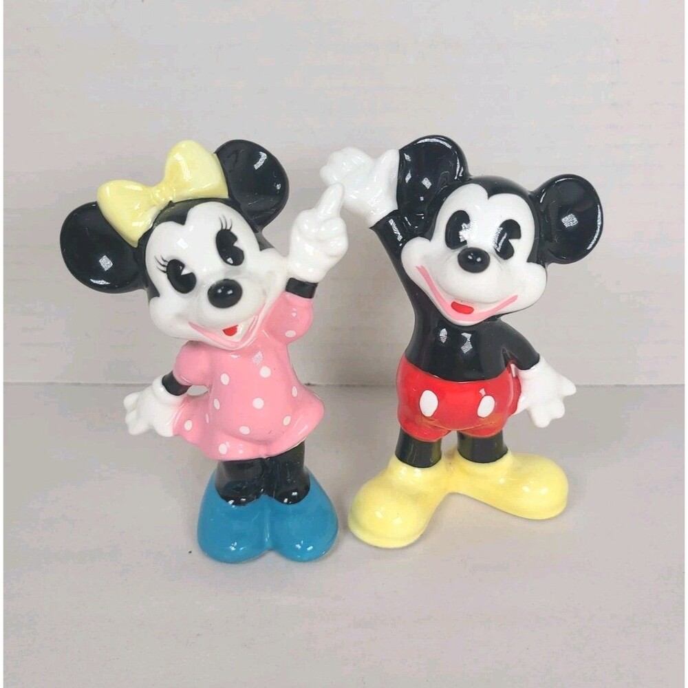 Vintage 70s Disney Mickey & Minnie Mouse 4" Ceramic Figurines (Made in Japan)